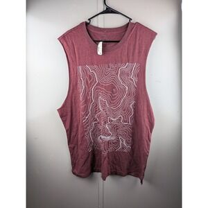 Brooklyn Calling NYC Mens XL Muscle Tank Top Embroidered‎ Topographic Map Red